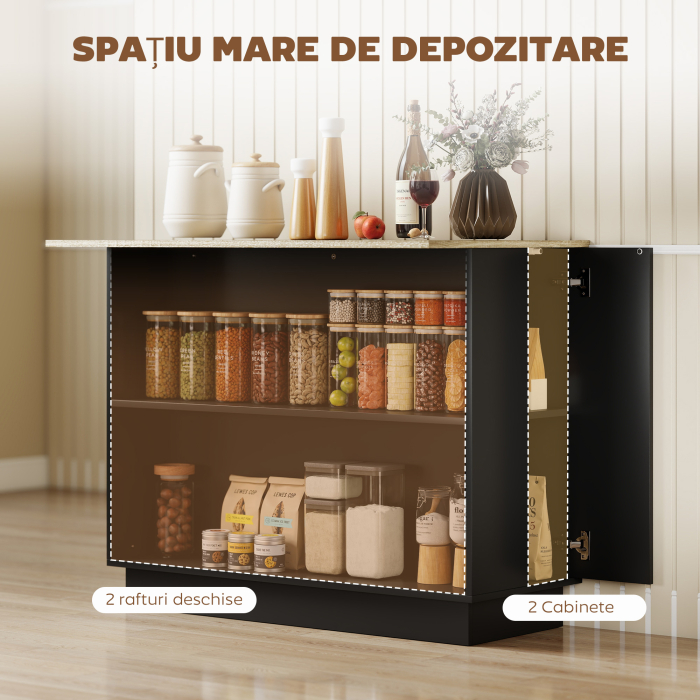  Insula Bucatarie 105×60 cm - Carucior Bar Multifunctional cu Sertar [4]