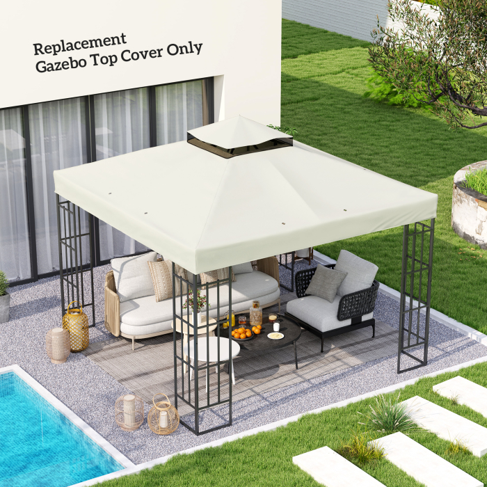  invelis de inlocuire pentru Pergola de Gradina cu Doua Nivele si Orificii de Drenaj, 300x300 cm, Alb Crem [2]