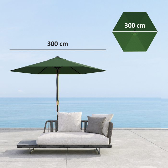  invelis de Schimb pentru Umbrela cu Orificii de Aerisire, Ø300 cm, Verde [3]