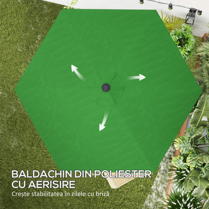  invelis de Schimb pentru Umbrela cu Orificii de Aerisire, Ø300 cm, Verde [5]