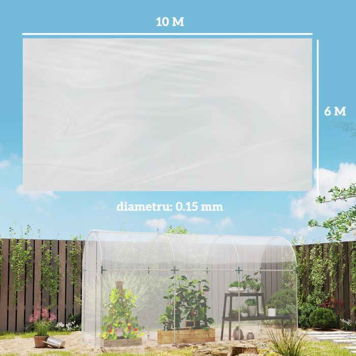  invelitoare de schimb pentru sera 6x10 m, folie pentru sere tip tunel din PP anti-UV si impermeabila, transparenta [3]
