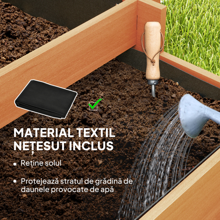  Jardiniera cu grilaj pe 3 niveluri din lemn de brad si material netesut, 95x95x110 cm, maro [6]