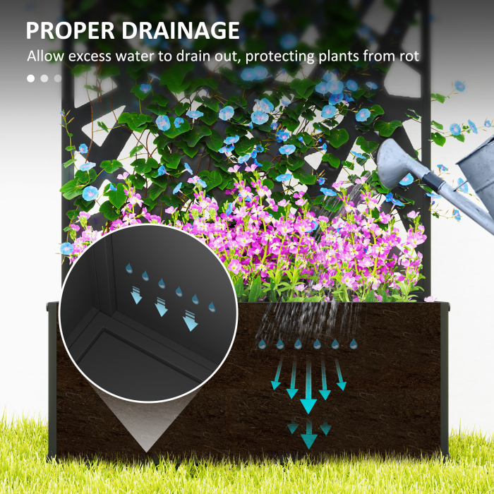  Jardiniera cu Grilaj pentru Plante Cataratoare din Metal, 61x23x113 cm, Negru [5]