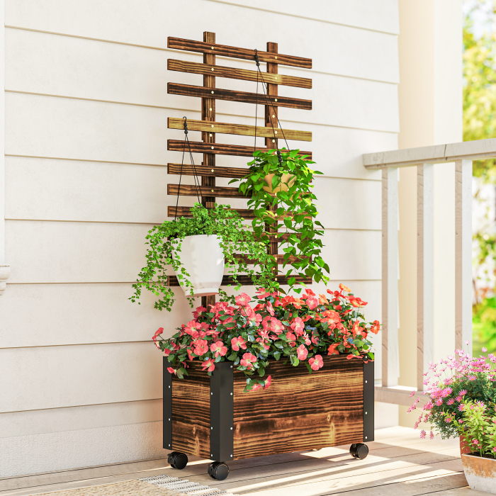  Jardiniera cu Spalier pentru Plante Agatatoare si Roti [8]
