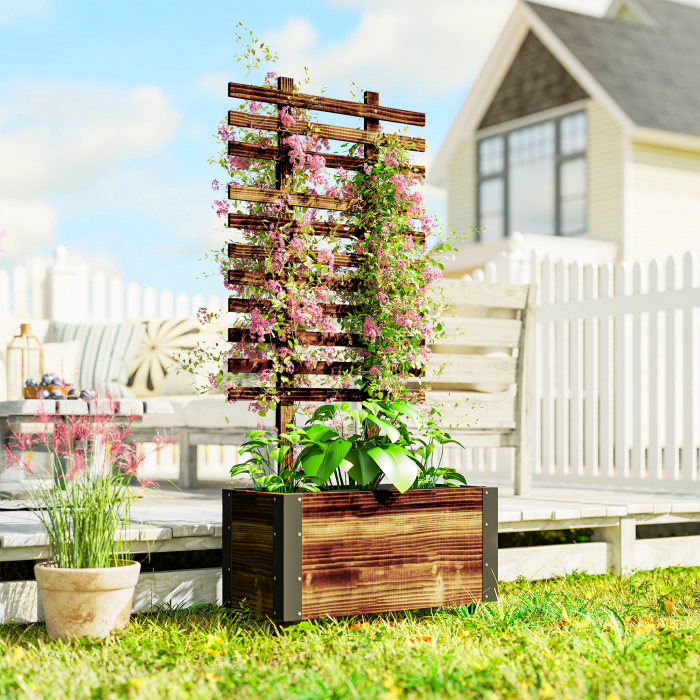  Jardiniera cu Spalier pentru Plante Agatatoare si Roti [2]