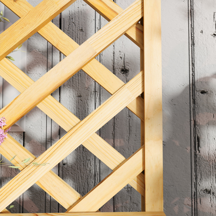  Jardiniera cu Spalier pentru Plante Cataratoare, Orificii de Drenaj si 2 Rafturi, din Lemn de Molid, 76x33x177 cm [9]