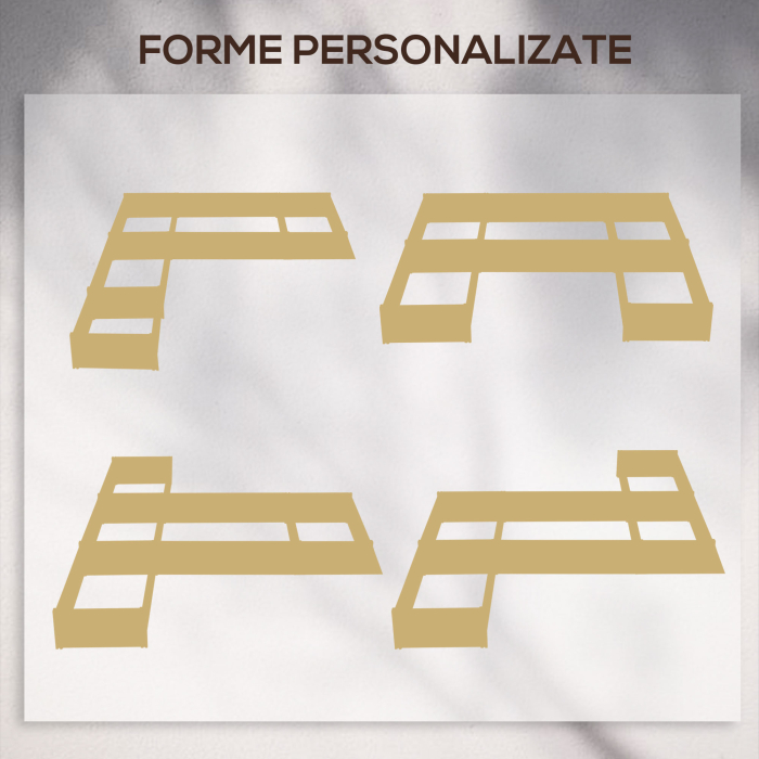  Jardiniera de Exterior 5 Piese modulare cu Fund Deschis din Lemn de Brad pentru Plante, Flori si Legume 230x230x28 cm, culoare Lemn natur [4]