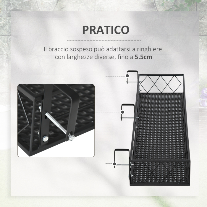 Jardiniera de Exterior  cu Carlige pentru Balustrada, Suport Ghivece pentru Balcon si Terasa din Metal [5]