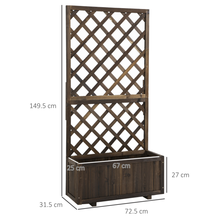  Jardiniera de Exterior cu Spalier, Grilaj pentru Plante Cataratoare si Ghiveci, 72.5x31.5x149.5 cm, Lemn Natural [3]