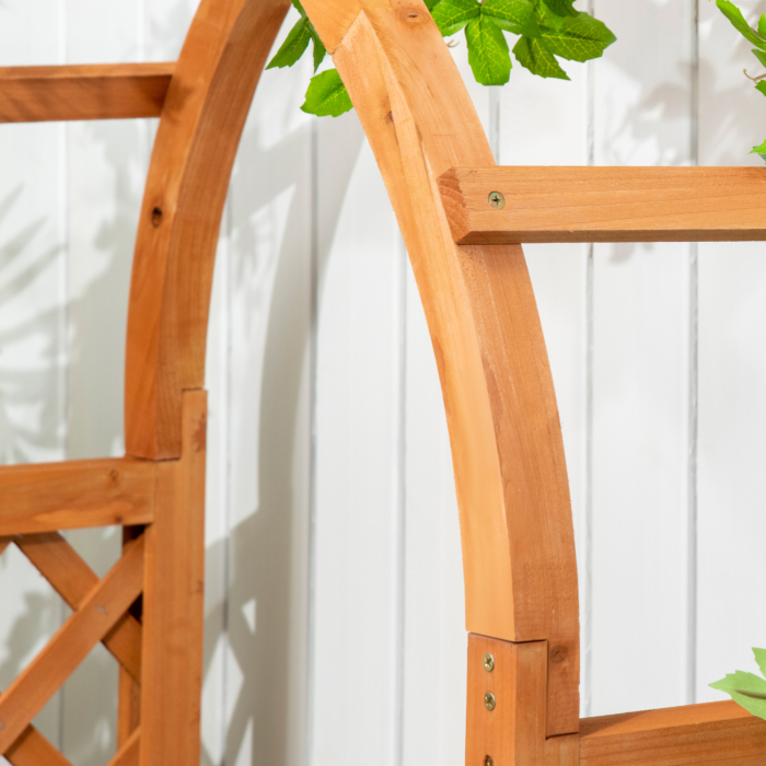  Jardiniera de Exterior din Lemn de Brad Maro cu Arc Decorativ si Grile pentru Plante Cataratoare, 83x36x152 cm [9]