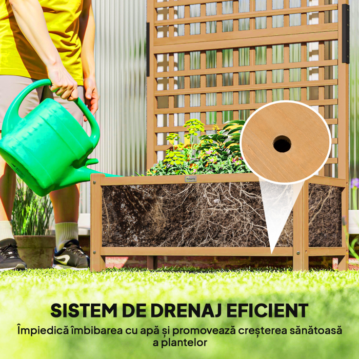  Jardiniera de Gradina cu Spalier pentru Plante Cataratoare din Lemn, 90x45x183 cm, Galben [6]