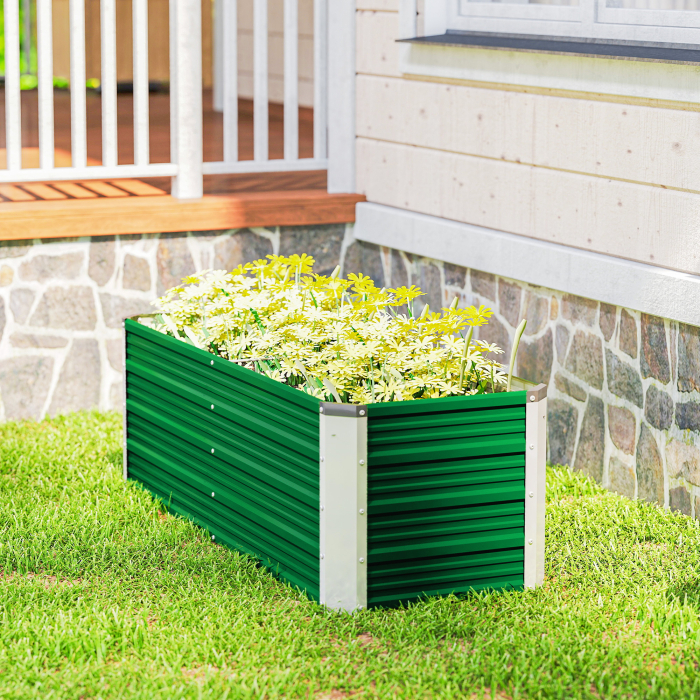  Jardiniera de gradina fara baza, cu 2 zone de cultivare, din otel, 125x47x40 cm, verde [8]
