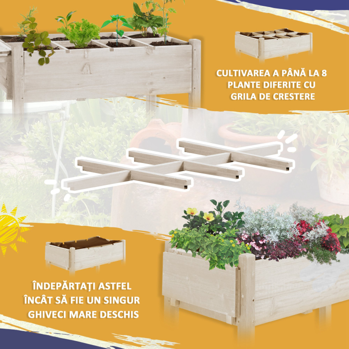 Jardiniera din lemn pentru gradina, 123x54x74cm, maro [4]