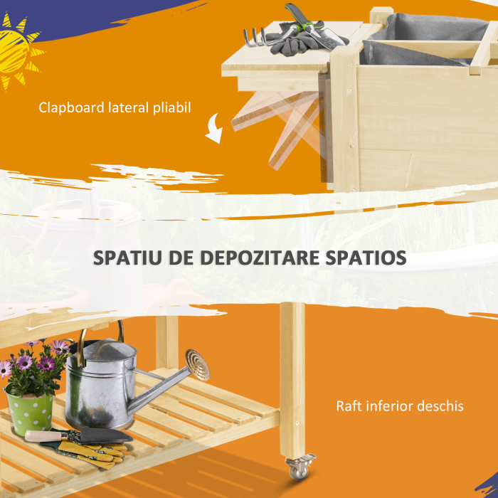  Jardiniera din lemn pentru gradina, 123x54x74cm, maro [7]