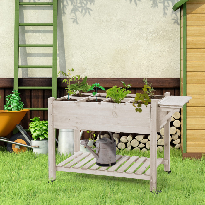  Jardiniera din lemn pentru gradina, 123x54x74cm, maro [2]