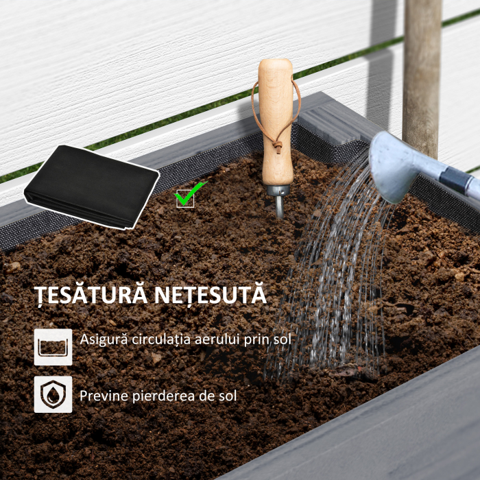  Jardiniera inaltata cu Raft Inferior si 2 Orificii de Drenaj, din Lemn de Brad, 100x30x70,5 cm, Gri [6]