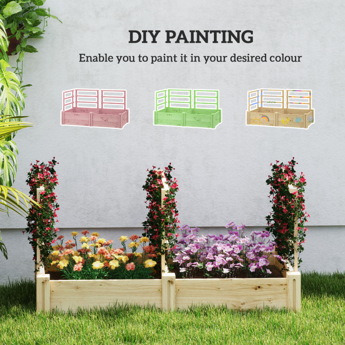  Jardiniera inaltata din Lemn cu 3 Suporturi pentru Plante, 119x62,5x64 cm, Natural [8]