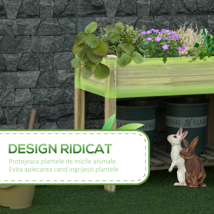  Jardiniera Inaltata din Lemn cu Picioare si Polita Inferioara pentru Gradina si Balcon 91x51x76cm [4]