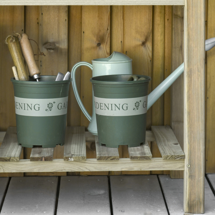  Jardiniera Inaltata din Lemn cu Picioare si Polita Inferioara pentru Gradina si Balcon 91x51x76cm [9]