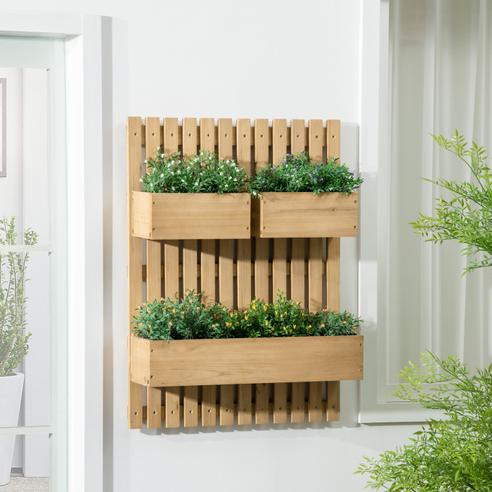 Jardiniera Lemn Exterior - Verticala cu 3 Ghivece Detasabile [2]