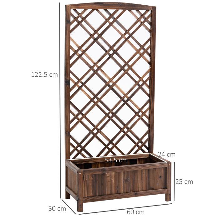  Jardiniera pentru Exterior din Lemn, Jardiniera cu Spalier pentru Plante Agatatoare, 60x30x122.5 cm, Maro [3]