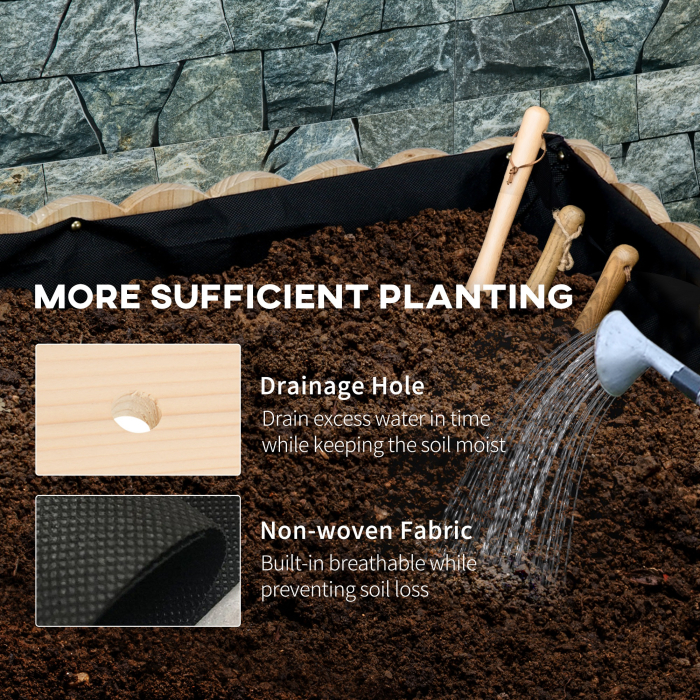  Jardiniera pentru exterior, verticala si de dimensiuni reduse din lemn de brad cu orificiu de scurgere si protectie interioara, 86x30x50 cm, culoarea lemnului [6]