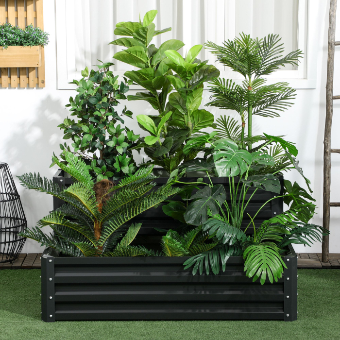 Jardiniera pentru Plan de Cultivare inaltat pe 2 Niveluri din Otel, Jardiniera Supraetajata cu Parte Inferioara Deschisa [9]