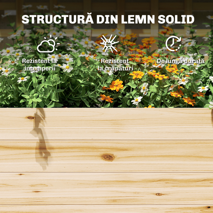  Jardiniera Ridicata din Lemn cu Grilaj, Acoperis si 2 Rafturi, 76x43.5x177 cm, Lemn Natural [8]