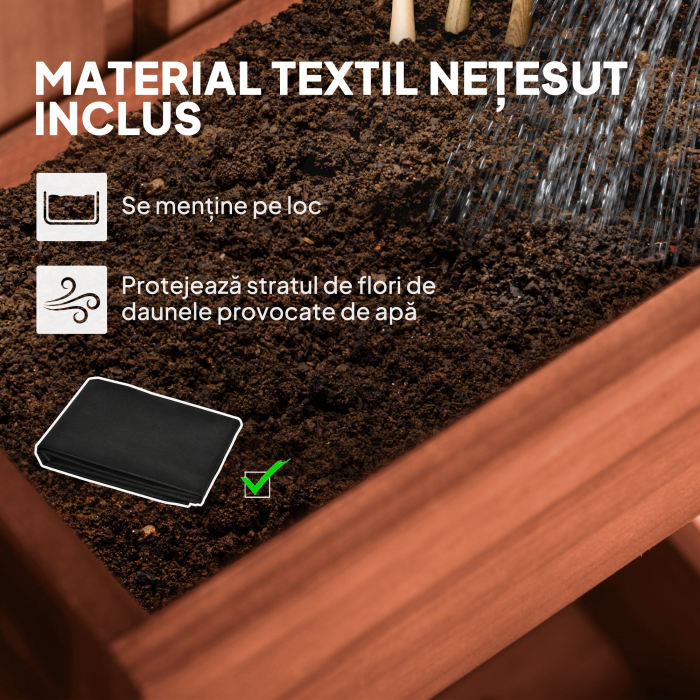  Jardiniera Verticala cu sipci si 3 Vase Detasabile, in Lemn de Brad, 60x16x80 cm, Maro [6]