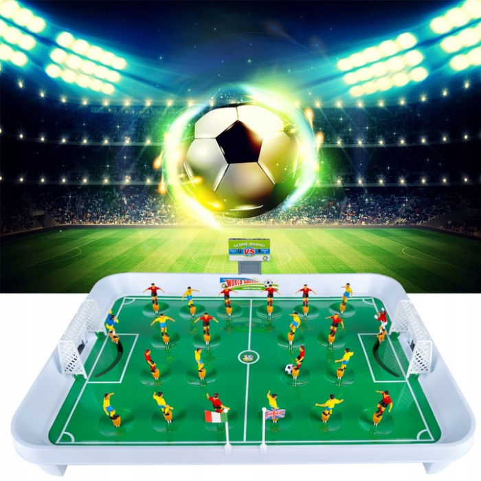 Joc fotbal masa jucatori pe arc 22 figurine tabla scor, 50x37x13 cm, set complet, multicolor [9]