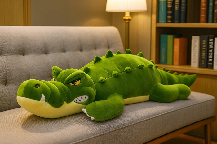 Jucarie de plus Crocodil urias 100 cm, multifunctionala 2 in 1, perna moale pentru imbratisat si relaxare, umplutura elastica din fibre, ideala pentru [7]