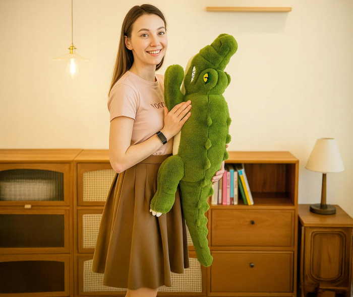 Jucarie de plus Crocodil urias 100 cm, multifunctionala 2 in 1, perna moale pentru imbratisat si relaxare, umplutura elastica din fibre, ideala pentru [4]