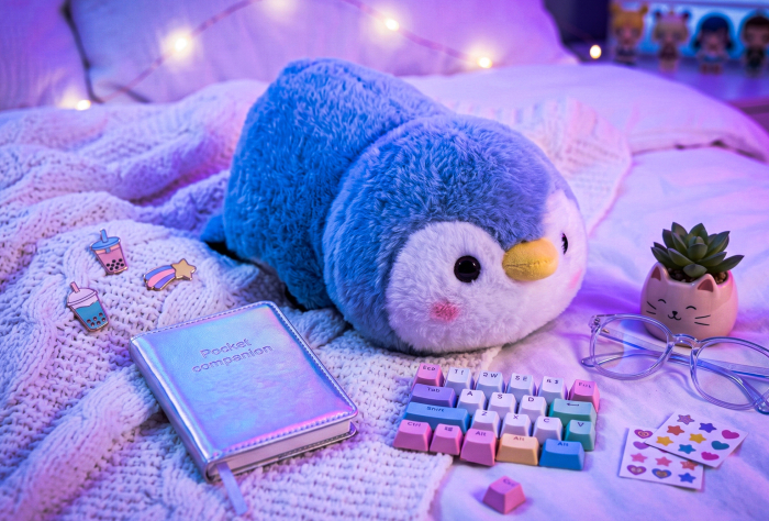 Jucarie de plus reversibila 2 in 1 Panda si Pinguin, transformabila prin intoarcere pentru 2 personaje intr-o singura jucarie, material moale si pufos [10]