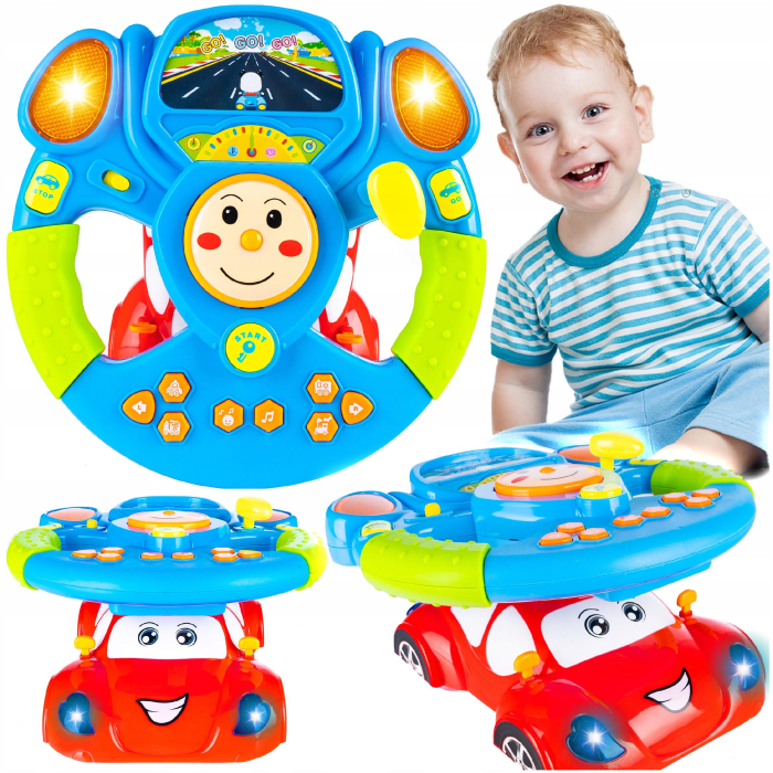 Jucarie interactiva volan muzical copii sunete si lumini, design realist, educativa, multicolor [2]