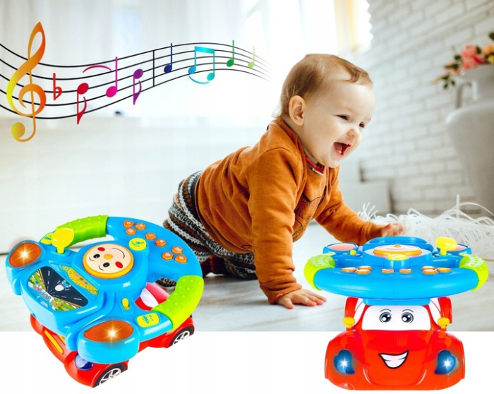 Jucarie interactiva volan muzical copii sunete si lumini, design realist, educativa, multicolor [12]