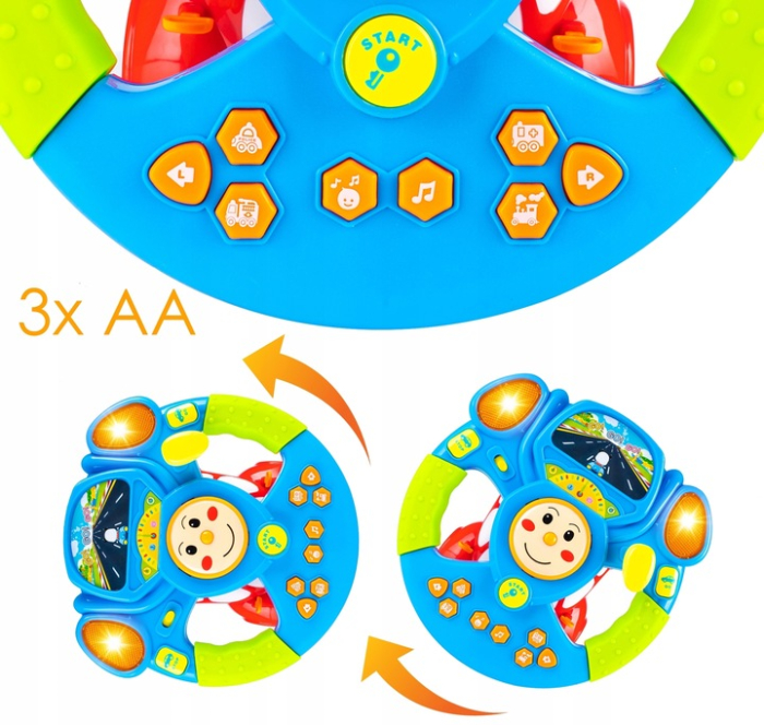 Jucarie interactiva volan muzical copii sunete si lumini, design realist, educativa, multicolor [9]