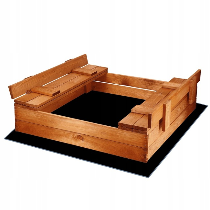 Lada de nisip capac transformabil in bancuta 98x98cm, maro [2]