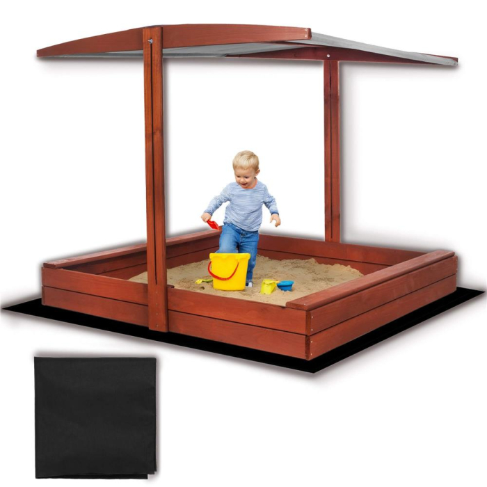 Lada nisip din lemn cu acoperis reglabil, 140x140x121 cm, maro [29]