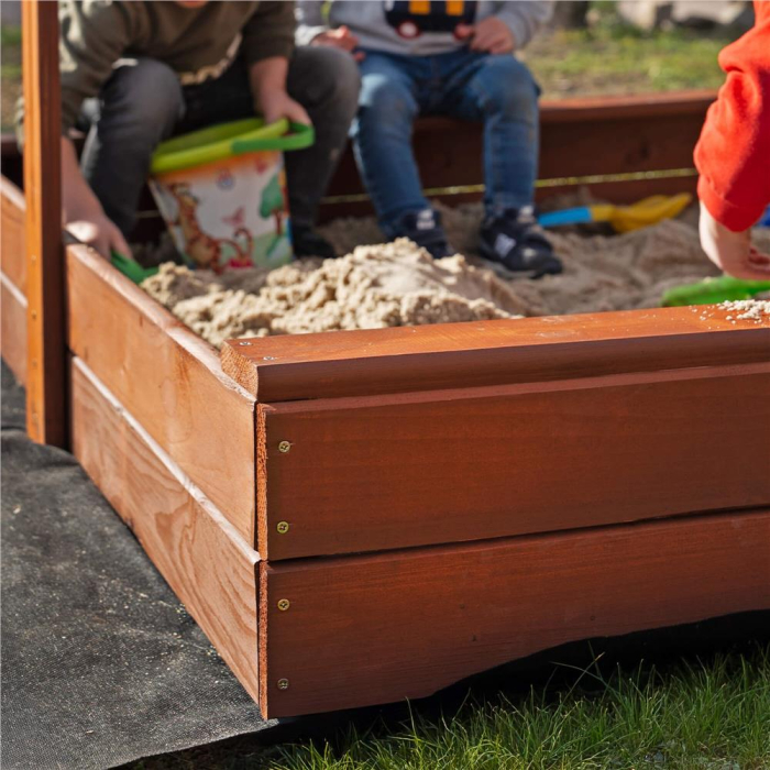 Lada nisip din lemn cu acoperis reglabil, 140x140x121 cm, maro [12]