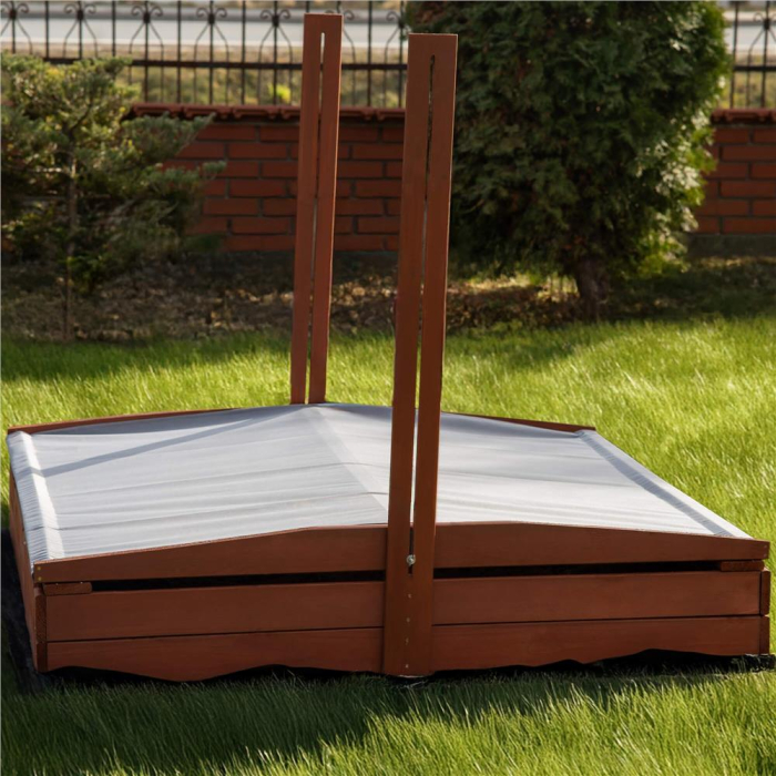 Lada nisip din lemn cu acoperis reglabil, 140x140x121 cm, maro [18]