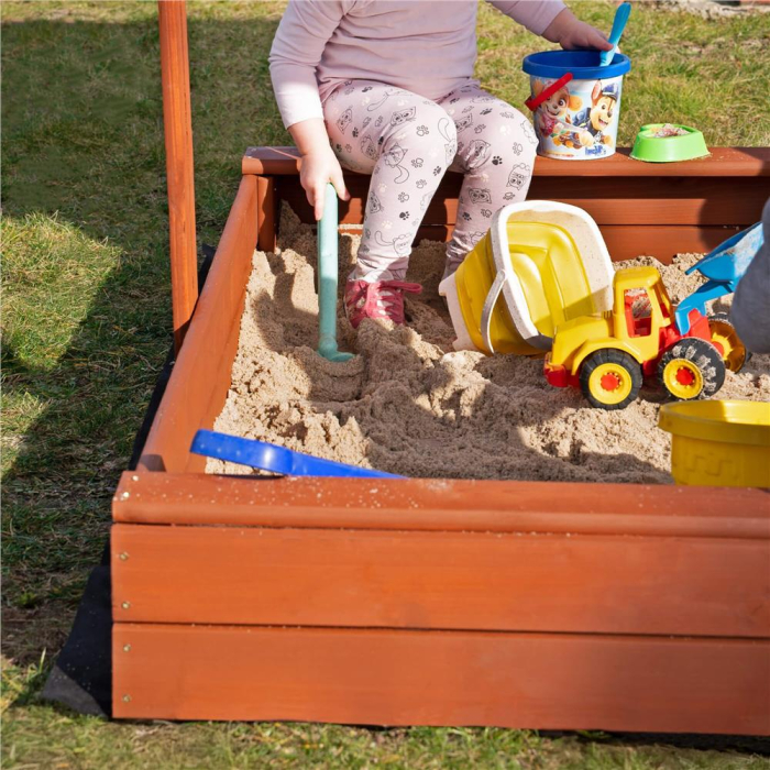 Lada nisip din lemn cu acoperis reglabil, 140x140x121 cm, maro [14]