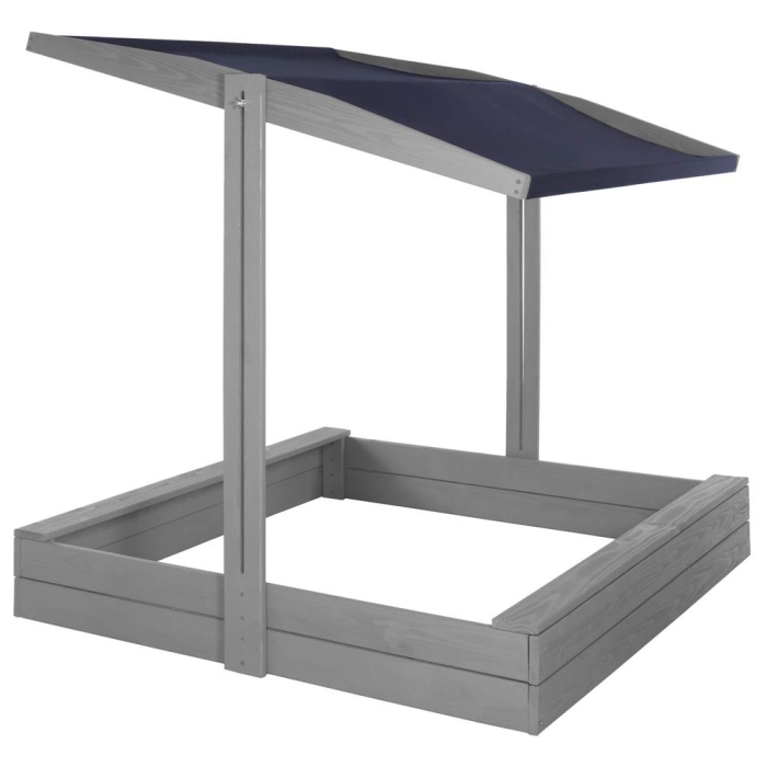 Lada nisip din lemn cu acoperis reglabil si capac, pliabila, 120x120x120 cm, gri [5]