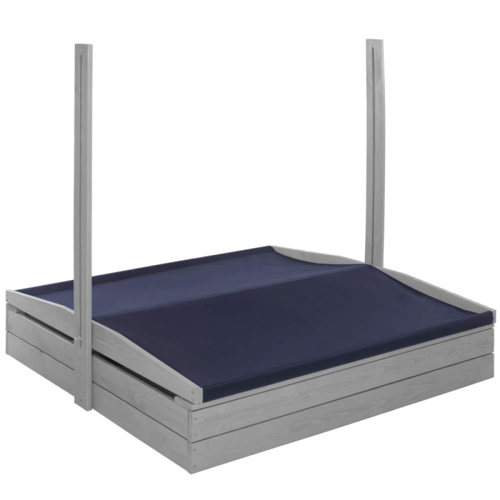 Lada nisip din lemn cu acoperis reglabil si capac, pliabila, 120x120x120 cm, gri [9]