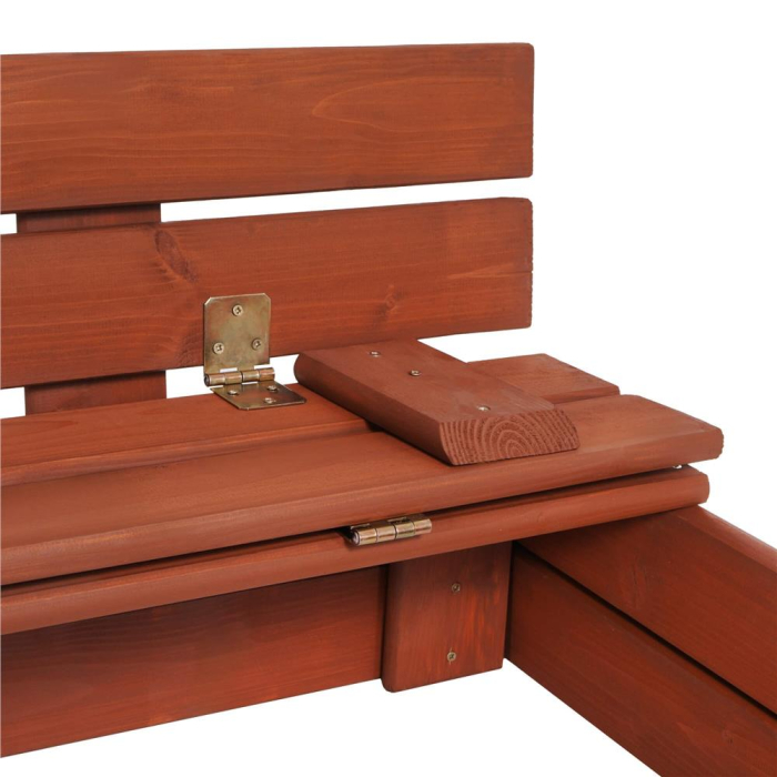 Lada nisip din lemn pliabila cu capac si bancute, 120x120x41 cm, maro [19]