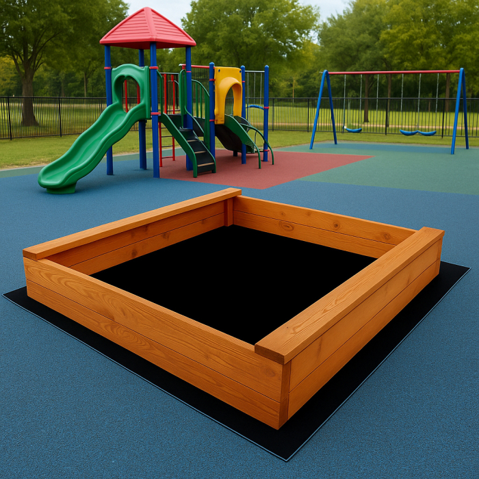 Ladita nisip din lemn 120x120 cm, cu margini rotunjite, maro natur [6]