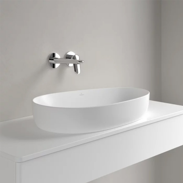 Lavoar asimetric pe blat, Villeroy & Boch, Antao 65, oval, alb [5]