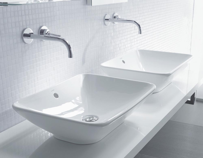 Lavoar Duravit 0334520000, Bacino, montaj pe blat, nr orificii baterie fara, preaplin, zona montaj interior, alb [6]