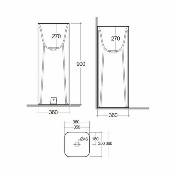 Lavoar freestanding Rak Ceramics Petit patrat 36 cm alb [3]