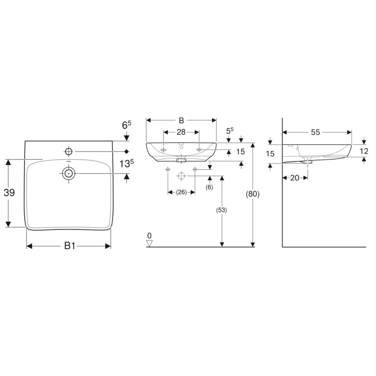 Lavoar Geberit Selnova, pe perete, 55 x 55 cm, alb, 500.187.01.7 [6]