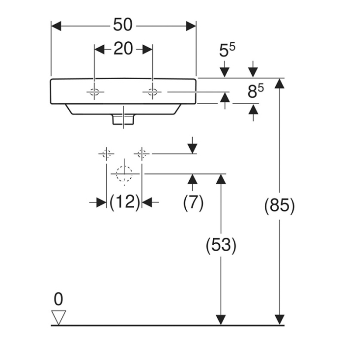 Lavoar, Geberit, Smyle Square, 50 cm, alb [3]